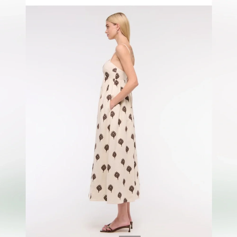 Abercrombie Tie-Back Babydoll Maxi Dress Embroidered Floral Large New w Tags